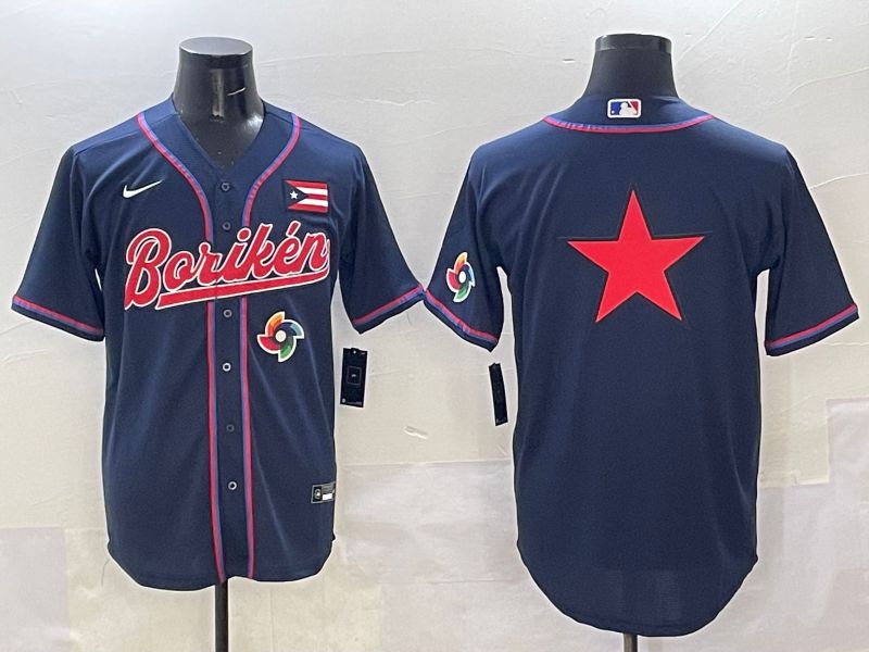 Men Puerto Rico Blank Blue Joint Name 2025 Nike MLB Jersey style 9->more jerseys->MLB Jersey